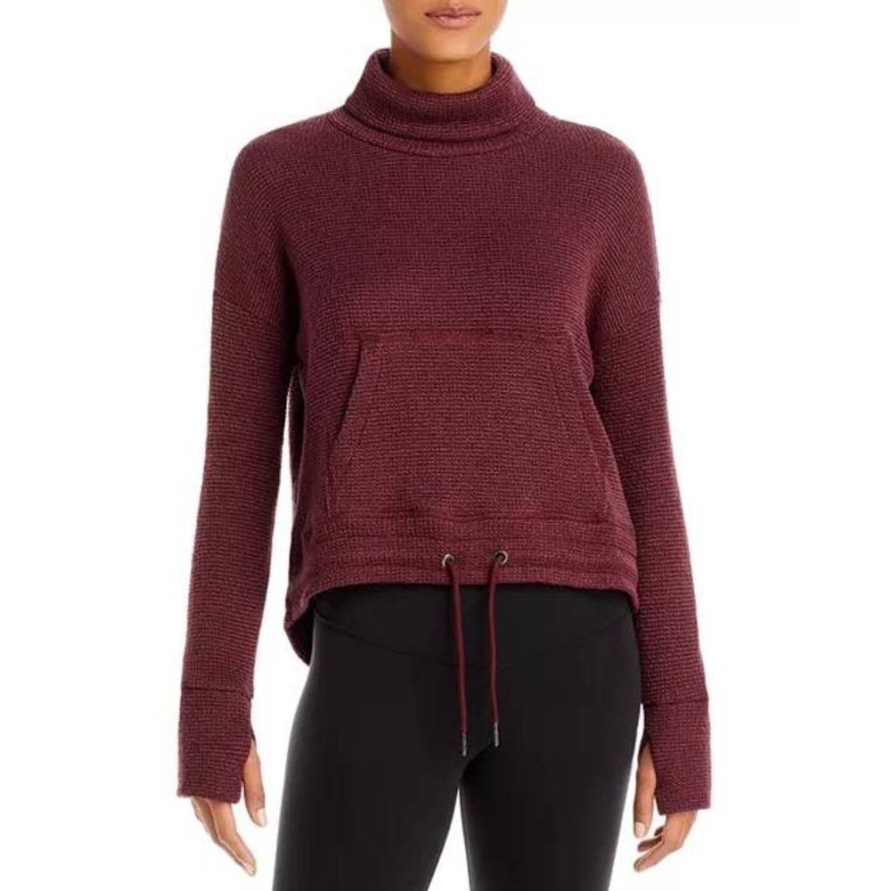 Sweaty Betty Womens Restful Boucle Sweatshirt Burgundy S Cowl Neck Pullover